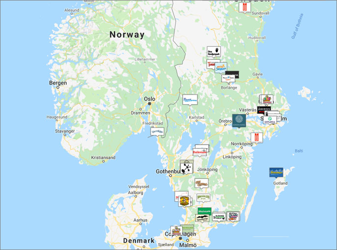 Karta över medverkande företag: Hjärtejakten 2019